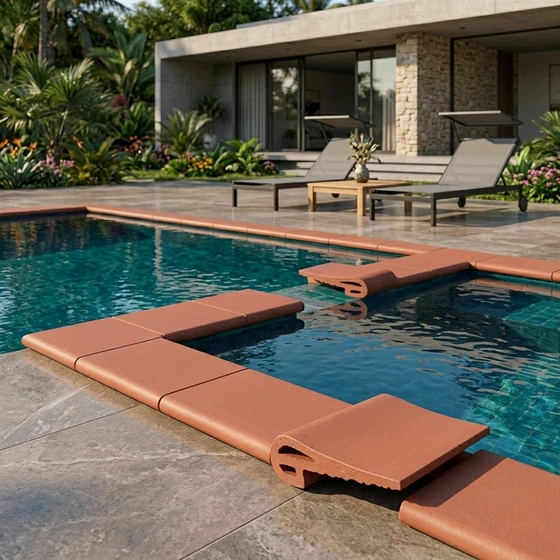 Borde de piscina en gres